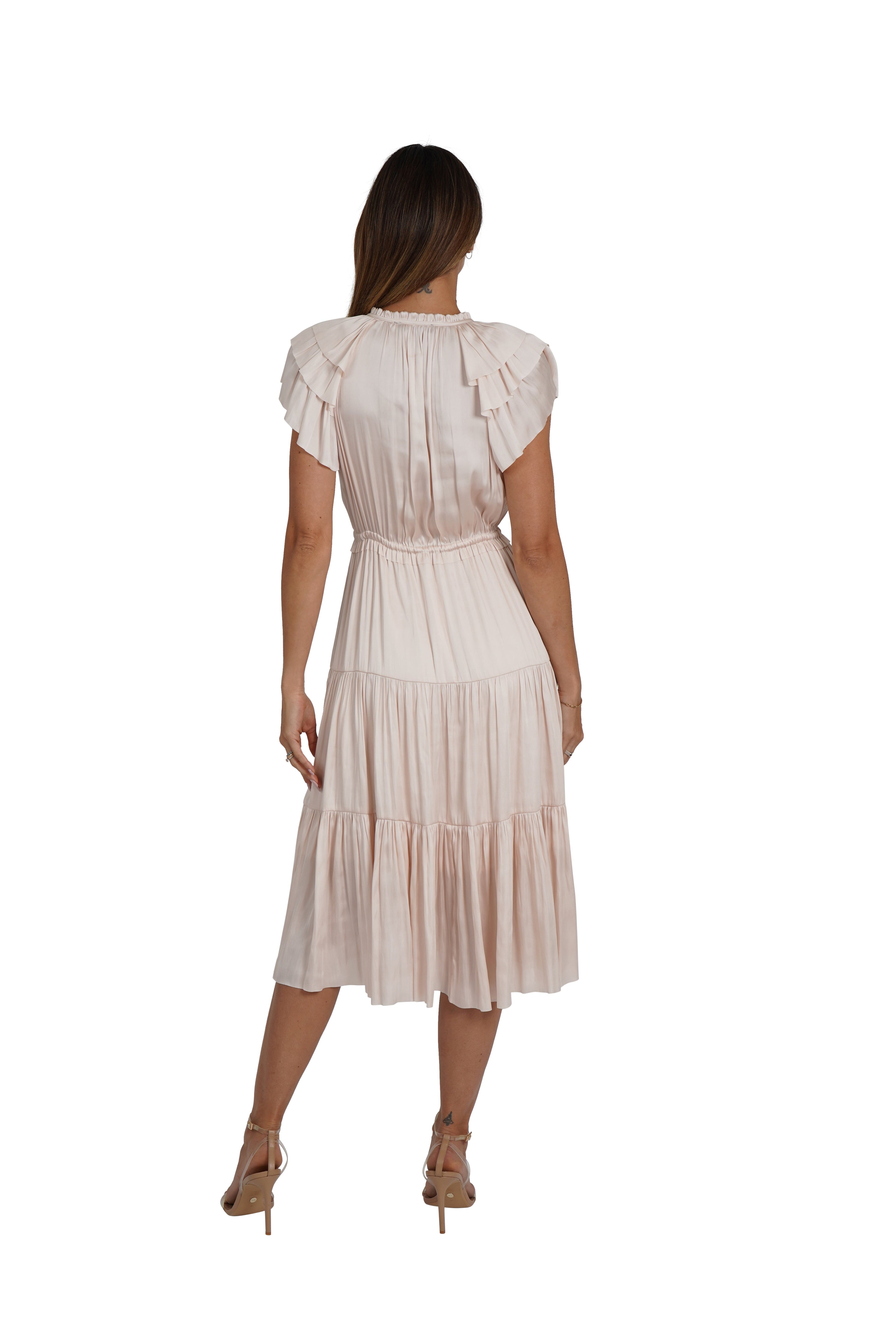 Pamela Ruffle Trim Midi Dress