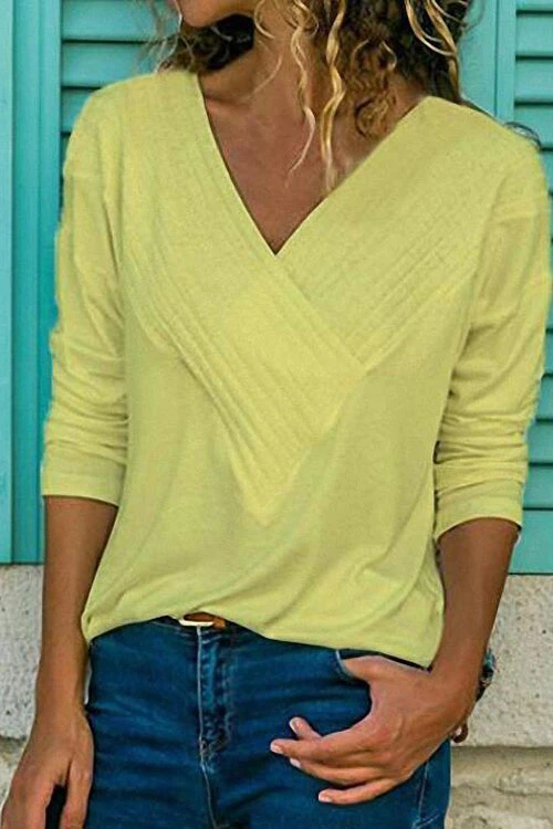Heididress Classic V-neck Long Sleeve Basic Tops